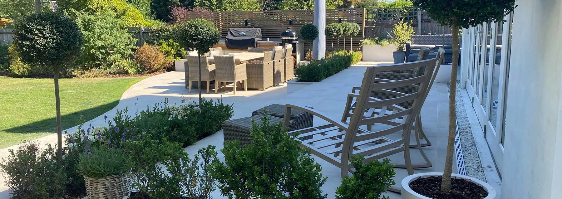 Garden patio and seating area — JC Style Drives website photograph